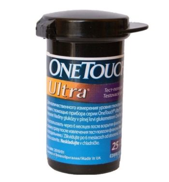 Тест-полоски One Touch Ultra, 25 шт., LifeScan | США